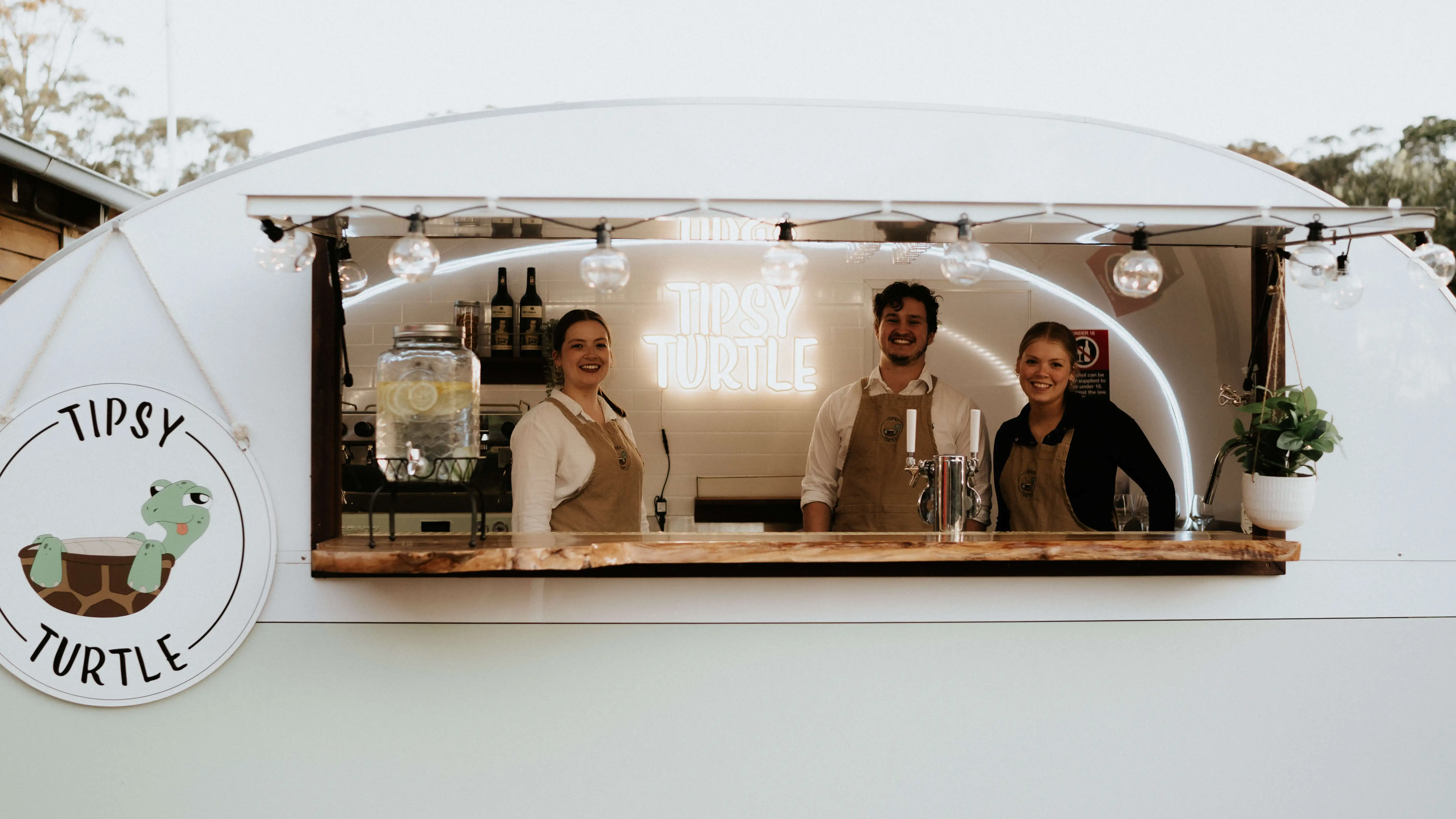 Tipsy Turtle mobile bar staff at a wedding and private event in Southern Highlands NSW